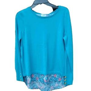 🆕Crown & Ivy Sweater Top Gold Buttons Solid Top Floral Bottom Small NWOT